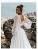 Long Sleeves Ivory Lace Chiffon Boho Beach Slit Wedding Dress